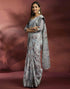 Vasthrlay Womens Printed Unstitched Navy Blue Saree