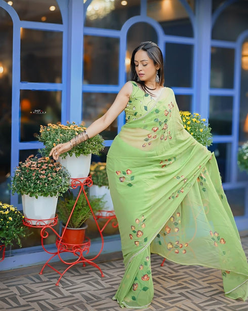 Vasthrlay Printed Lightweight Chiffon Shimmering