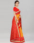 Vasthrlay Bandhani Printed Red Saree With Unstitched Blouse Piece