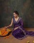 Vasthrlay Scalloped Embroidery Unstitched Dark Green Saree