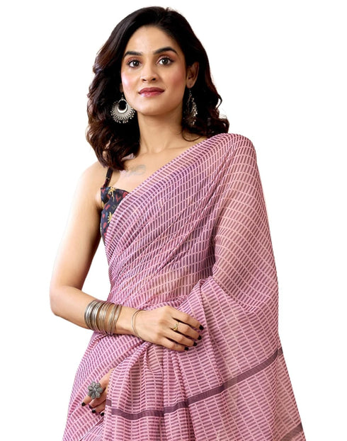 Vasthrlay Chanderi Printed Unstitched Orange Saree