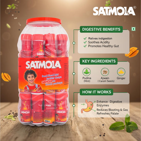 Satmola Digestive Regular Bottle Jar (Pack of 40) Tablets Candy