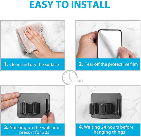 JIALTO Stainless Steel Broom Holder with Hook