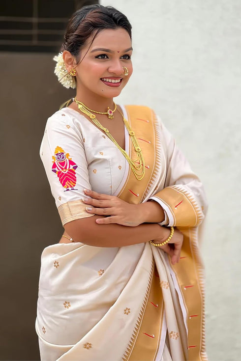 Vasthrlay Kanjivaram Paithani Unstitched Mahendi Ethnic Wear
