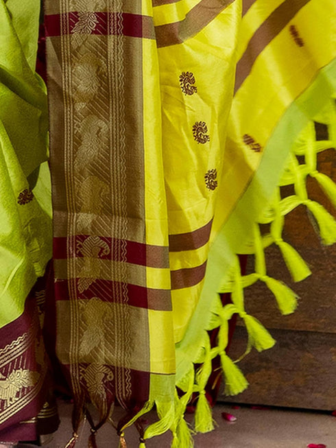 Vasthrlay Weaving Khaki Saree