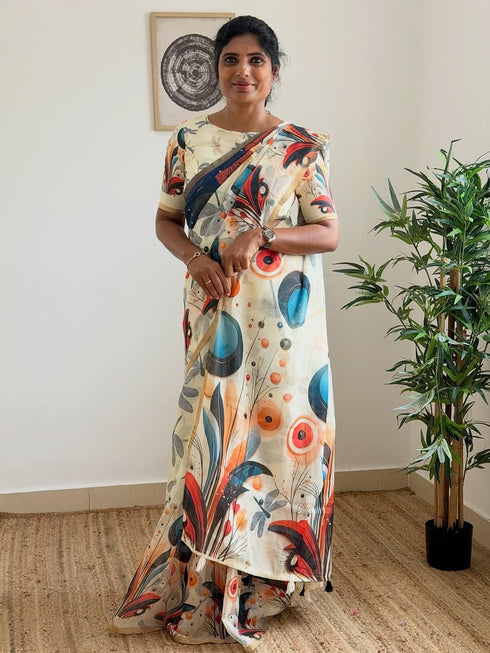 Vasthrlay Abstract Multicolour Lightweight Unstitched