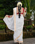 Vasthrlay Womens Unstitched Blouse White Saree