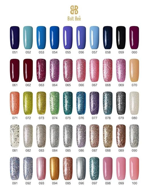 Bolt Bee Gel Nail Polish Kit Set - Purple Glitter 6 Colors LED Nail Art Soak Off