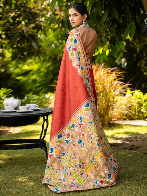 Vasthrlay Madhubani Printed Unstitched Hs Ethnic Wear