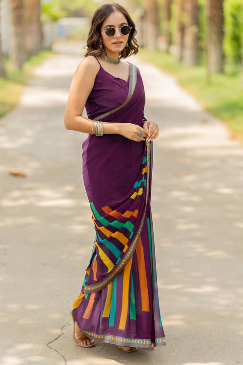 Vasthrlay Fashion Georgette Geometric Green Ethnic Wear