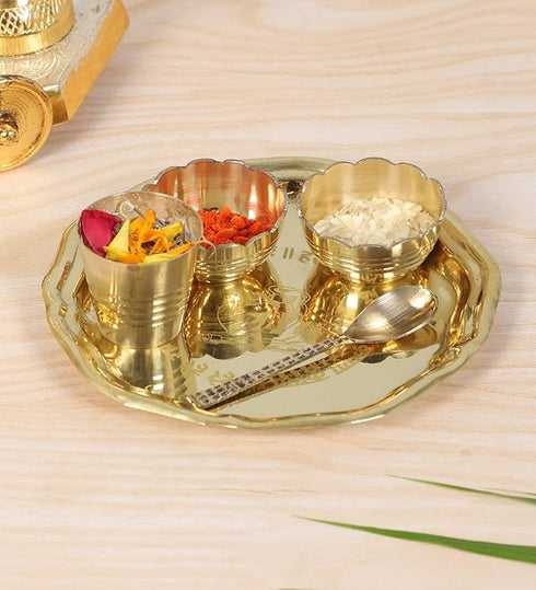 Brass Pooja Thali Set 5 Inches