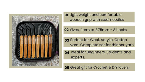 Crochet Hooks Set 20 Pcs with Storage Pouch
