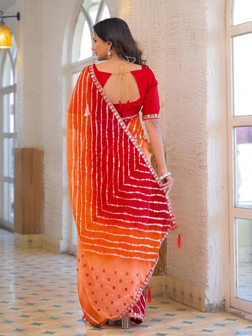 Vasthrlay Georgette Embroidery Red Saree