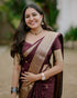 VasthrlayBurgundy Banarasi Kanchipuram Saree