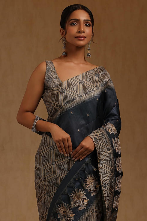 Vasthrlay Tussar Ethnic Embroidered