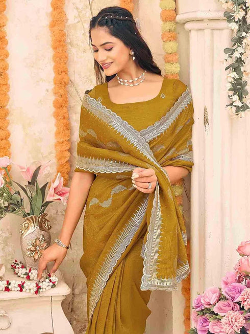 Vasthrlay Georgette Scalloped Rani Saree