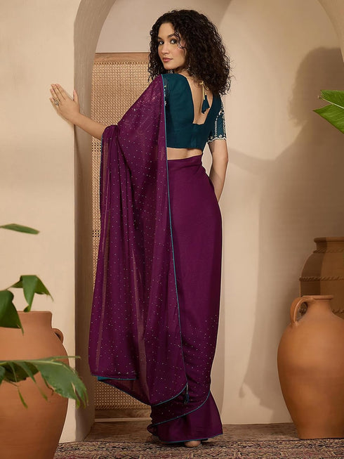 Vasthrlay Shimmer Georgette Dark Saree