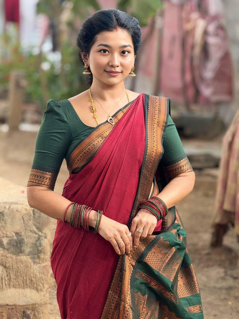 Vasthrlay Kanjivaram Cotton Blouse Ethnic Wear