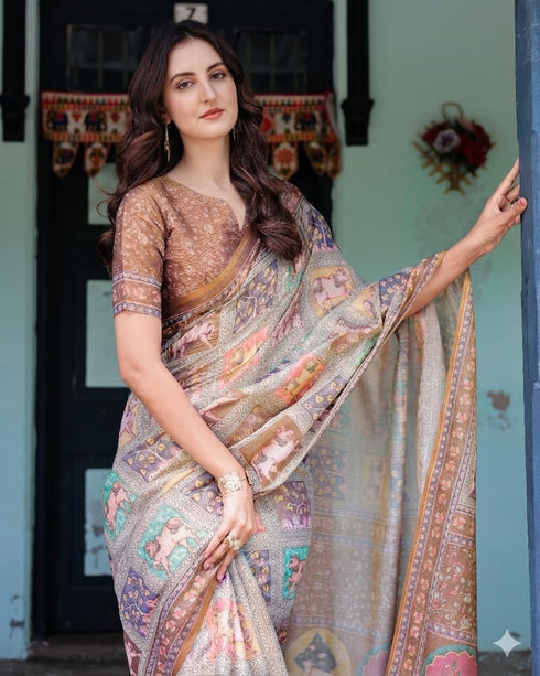 Vasthrlay Banarasi Multicolor Traditional Unstitched