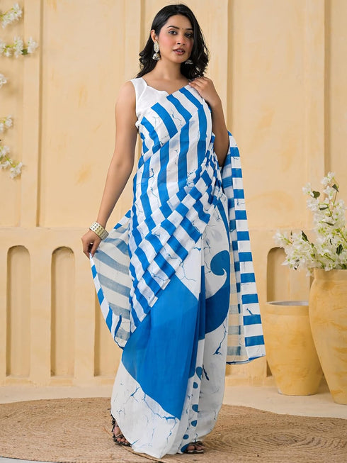Vasthrlay Womens Printed Unstitched Peach Saree