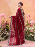 Vasthrlay Shimmer Chiffon Unstitched Maroon Saree