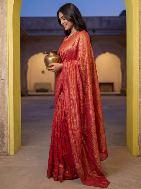 Vasthrlay Orange Unstitched Rt Ethnic Wear