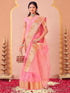 Vasthrlay Organza Jacquard Unstitched Light Green Saree