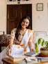 Vasthrlay Printed White Saree