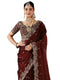 Vasthrlay Scalloped Embroidery Unstitched Rani Pink Saree