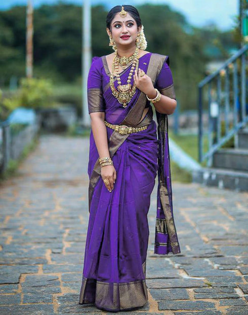 Vasthrlay Womens Jacquard Unstitched Lavender Saree