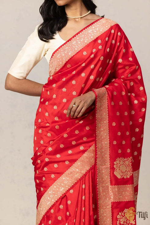 Vasthrlay Red Kanjivaram Wedding Saree