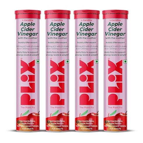 Plix LCarnitine Apple Cider Vinegar With The MotherApple & Cinnamon 15 Effervescent Tablet Each