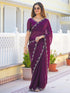 Vasthrlay Scalloped Embroidery Yellow Saree
