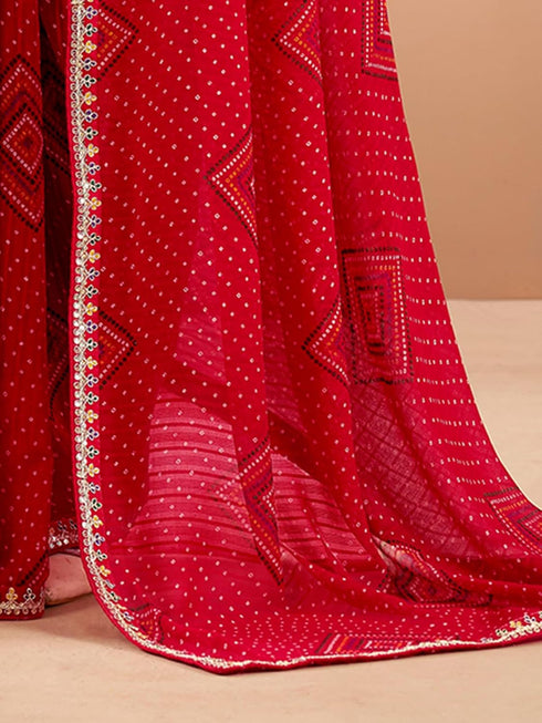 Vasthrlay Chiffon Maroon Saree