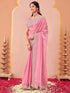 Vasthrlay Sequins Embroidery Light Pink Saree With Unstitched Blouse Piece