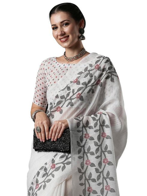 Vasthrlay Botanical Printed Unstitched Black Hs Ethnic Wear
