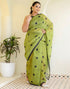 Vasthrlay Chanderi Printed Unstitched Blue Saree