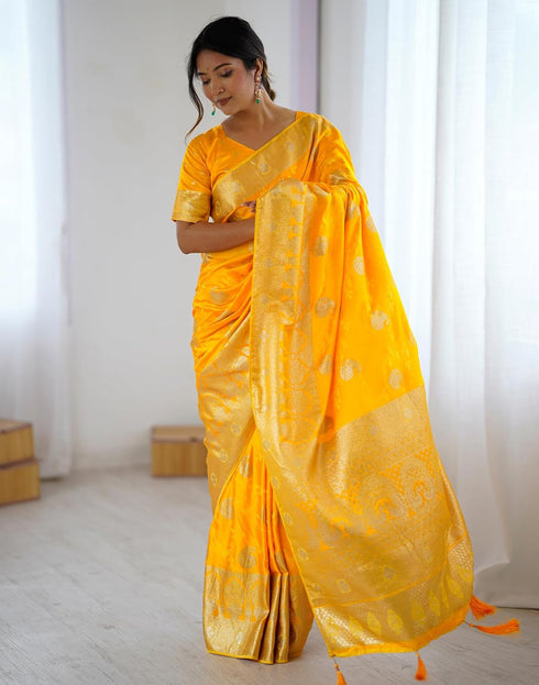 Vasthrlay Banarasi Weaving Unstitched Blue Saree
