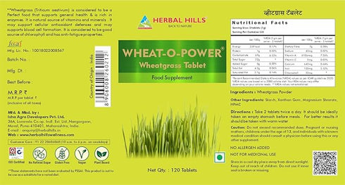 Herbal Hills Wheat-O-Power Wheatgrass Tablet