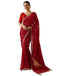 Vasthrlay Georgette Embroidery Red And Golden Saree With Unstitched Blouse Piece