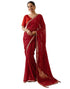 Vasthrlay Georgette Embroidery Unstitched Red Saree
