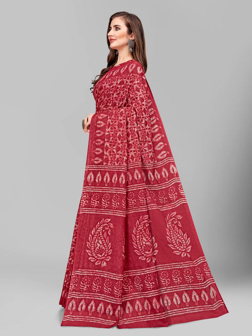 Vasthrlay Cotton Printed Mulmul Saree