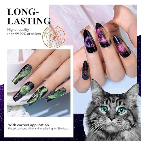 BOLT BEE 9D Cat Eye Gel Nail Polish, Magnetic Cat Eye Gel Polish Set 5pcs set