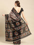 Vasthrlay Cotton Printed Mulmul Black Saree