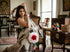 Handmade Crochet Rose-Shaped Crossbody Handbag with Wooden Beads