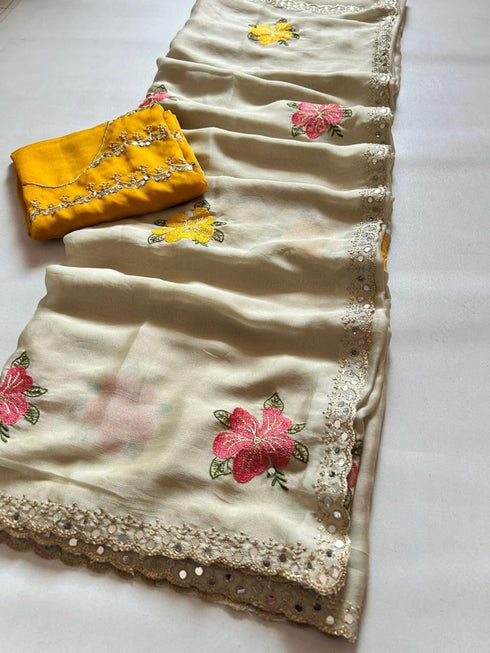 Vasthrlay Vichitra Embroidery Brown Black