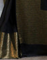 Vasthrlay Banarasi Jacquard Unstitched Dark Green Saree