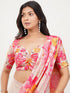 Vasthrlay Multicolour Paisley Printed Linen Saree With Unstitched Blouse Piece
