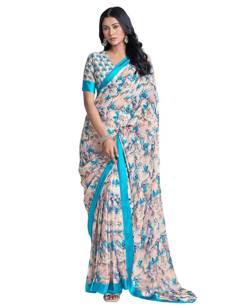 Vasthrlay Georgette Printed Unstitched Multicolor Saree