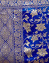 Vasthrlay Womens Jacquard Royal Blue Saree With Unstitched Blouse Piece